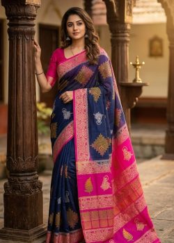 Discharge Block Print Saree